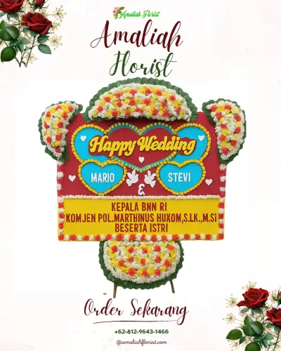 Karangan Papan Bunga Pernikahan di Baru Ilir